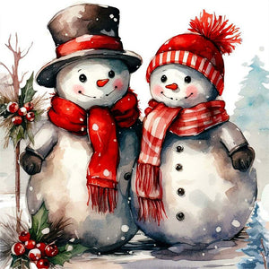 Christmas Snowman-Full Round Diamond Painting-40x40cm