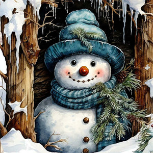 Christmas Snowman-Full Round Diamond Painting-40x40cm