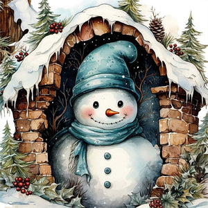 Christmas Snowman-Full Round Diamond Painting-40x40cm