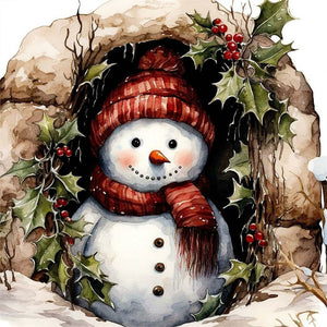 Christmas Snowman-Full Round Diamond Painting-40x40cm