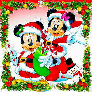 Mickey And Minnie At Christmas-Full Round Diamond Painting-40x40cm