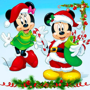 Mickey And Minnie At Christmas-Full Round Diamond Painting-40x40cm
