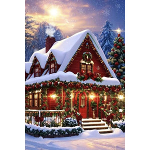 Snow House-Full Round Diamond Painting-40x60cm-Large Size