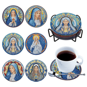 6PCS Stained Glass Our Lady-Diamond Painting Coaster