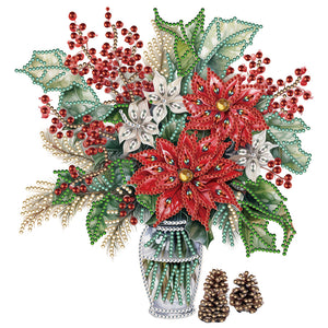 Christmas Red Flowers-Partial Special Diamond Painting-30x30cm