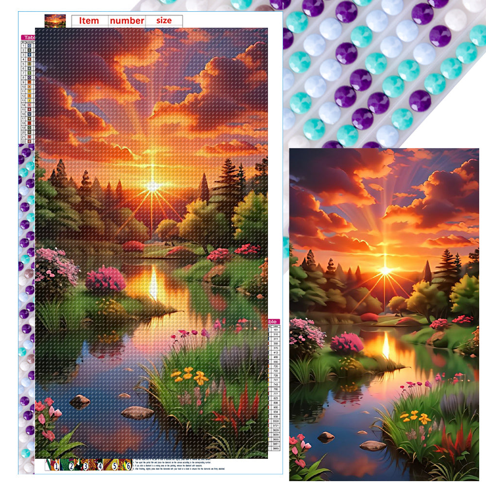 Mountains And Fields-Full Round Diamond Painting-40x70cm-Large Size