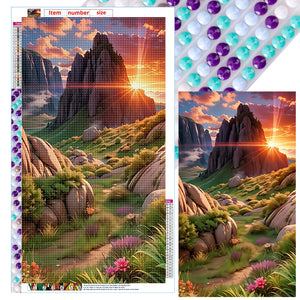 Mountains And Fields-Full Round Diamond Painting-40x70cm-Large Size