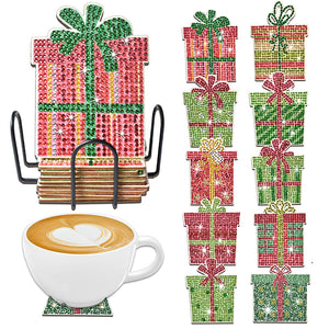 10PCS Christmas-Wooden Diamond Painting Coaster