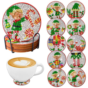 10PCS Christmas-Wooden Diamond Painting Coaster