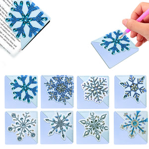 8Pcs/Set-Snowflake-Diamond Corner Cover Bookmark