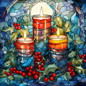 Stained Glass Christmas-Full Round Diamond Painting-30x30cm