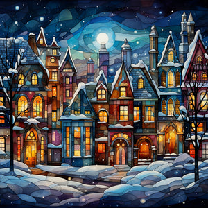 Stained Glass Christmas-Full Round Diamond Painting-30x30cm