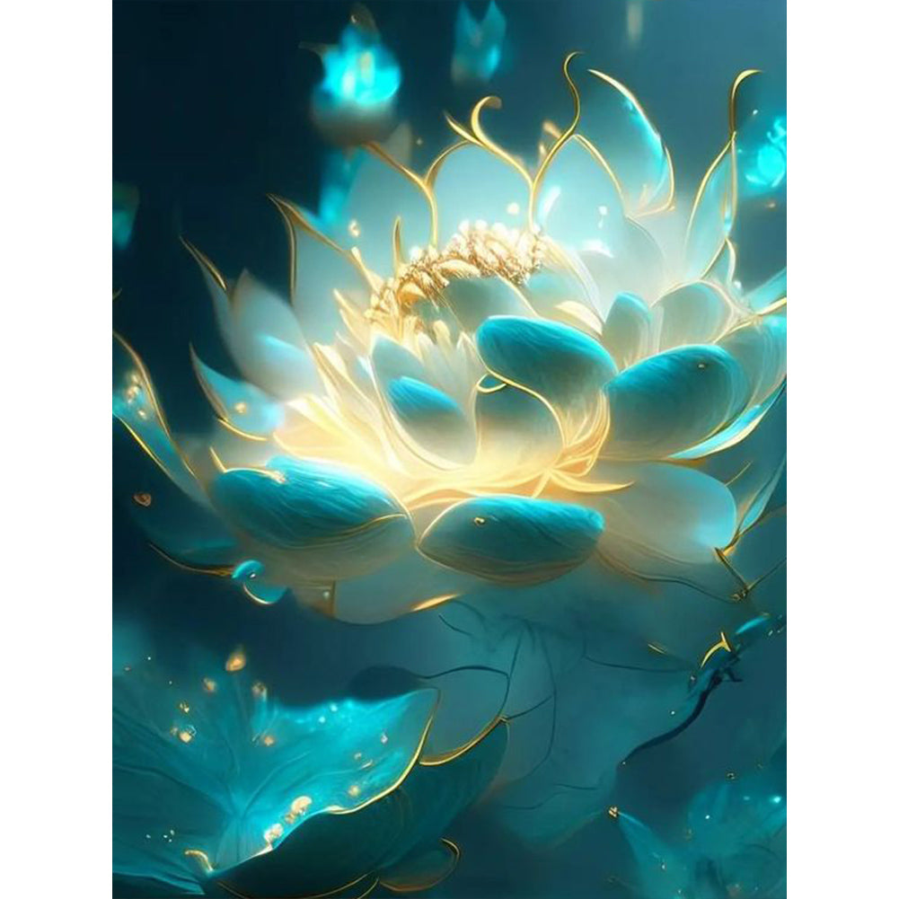 Ice Lotus-Full Round Diamond Painting-30x40cm