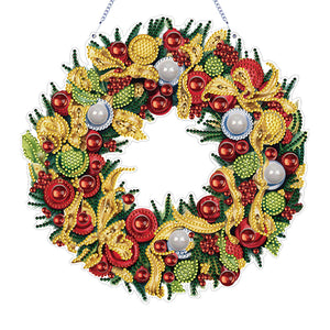Christmas Wreath-Single Side Diamond Pendant