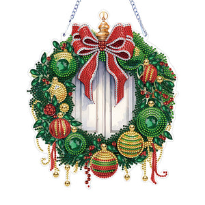 Christmas Wreath-Single Side Diamond Pendant