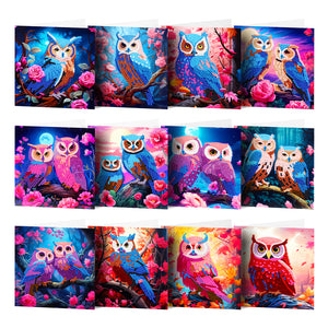 8/12Pcs/Set-Owl/Cross-Diamond Greeting Cards