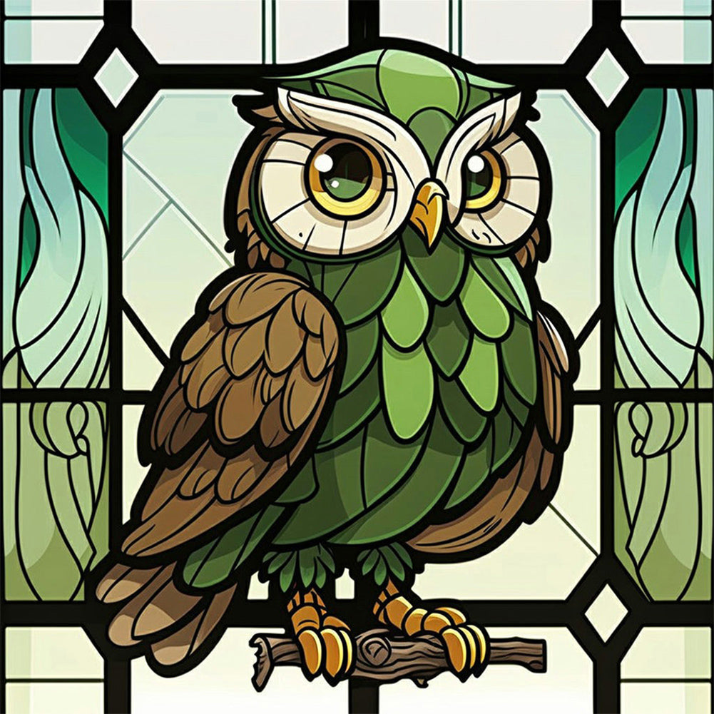 Owl-Full Round Diamond Painting-30x30cm