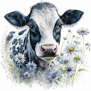 Dairy Cow-Full Round Diamond Painting-30x30cm