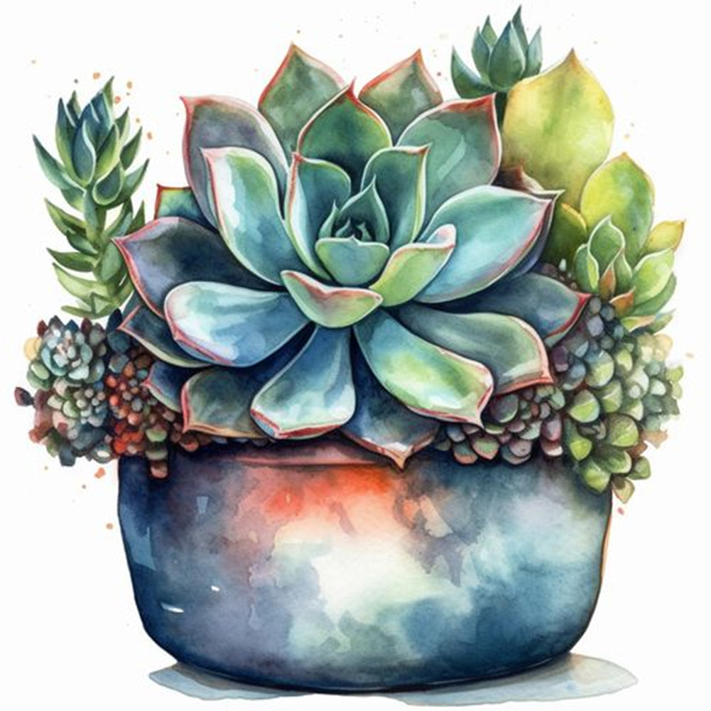 Succulent Plants-Full Round Diamond Painting-30x30cm
