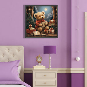 Christmas Eve Bear-Full Round Diamond Painting-40x40cm