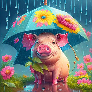 Pig-Full Round Diamond Painting-30x30cm