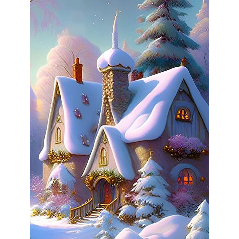 Snowy Scenery-Full Round Diamond Painting-30x40cm