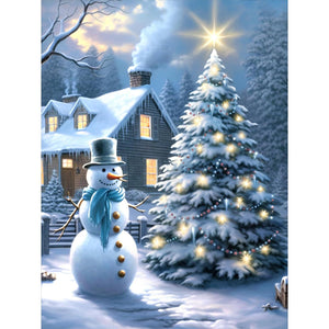 Christmas Winter Snowman-Full Round Diamond Painting-30x40cm