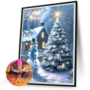 Christmas Winter Snowman-Full Round Diamond Painting-30x40cm