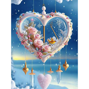 Snow Love Heart-Full Round Diamond Painting-30x40cm