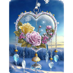 Snow Love Heart-Full Round Diamond Painting-30x40cm