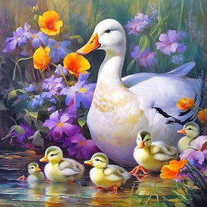 White Swan-Full Round Diamond Painting-40x40cm