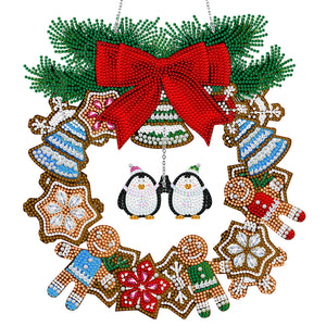 Christmas-Single Side Drill-Diamond Wreath(With LED Light )