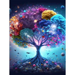 Colorful Tree Of Life-Full Round Diamond Painting-30x40cm