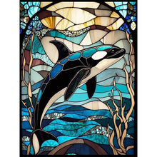 Load image into Gallery viewer, Stained Glass Marine Life-Full Round Diamond Painting-30x40cm
