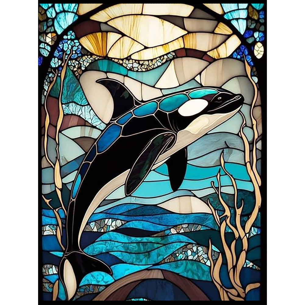 Stained Glass Marine Life-Full Round Diamond Painting-30x40cm