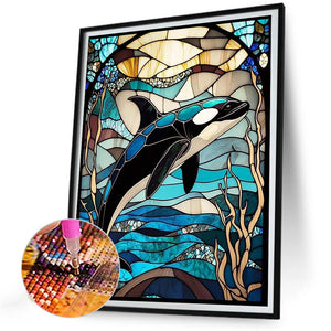 Stained Glass Marine Life-Full Round Diamond Painting-30x40cm