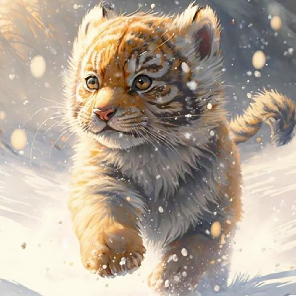 Tiger-Full Round Diamond Painting-30x30cm