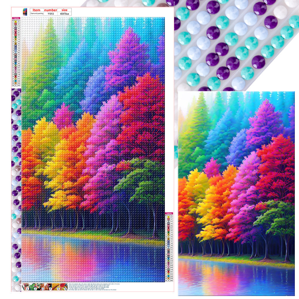 Rainbow Forest-Full Round Diamond Painting-40x70cm-Large Size