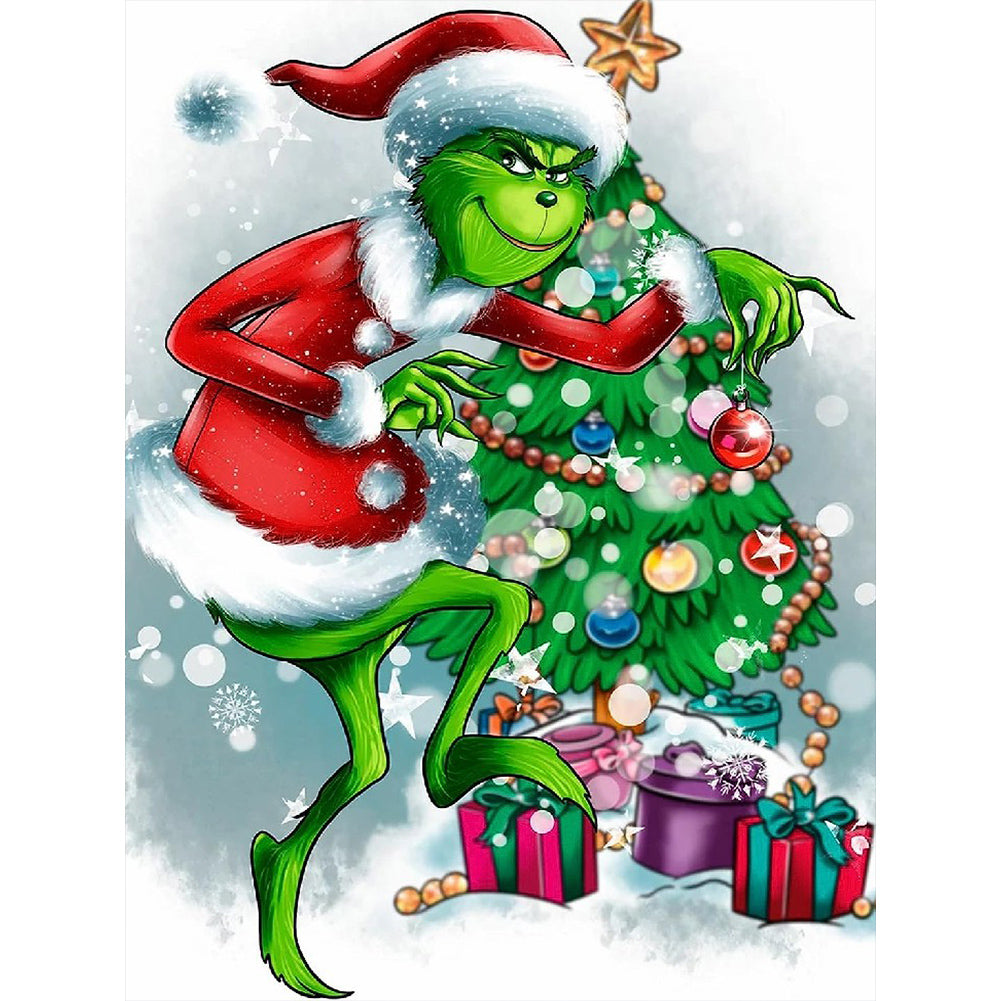Christmas Green Monster-Full Round Diamond Painting-30x40cm