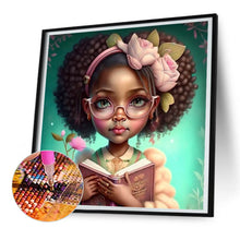 Load image into Gallery viewer, Curly Black Girl-Full Round Diamond Painting-30x30cm
