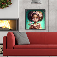 Load image into Gallery viewer, Curly Black Girl-Full Round Diamond Painting-30x30cm
