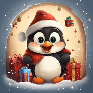 Christmas Penguin-Full Round Diamond Painting-30x30cm