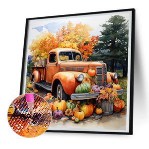 Pumpkin Classic Car-Full Round Diamond Painting-30x30cm