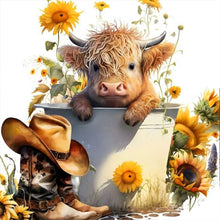 Load image into Gallery viewer, Flowers And Yak-Full Round Diamond Painting-30x30cm

