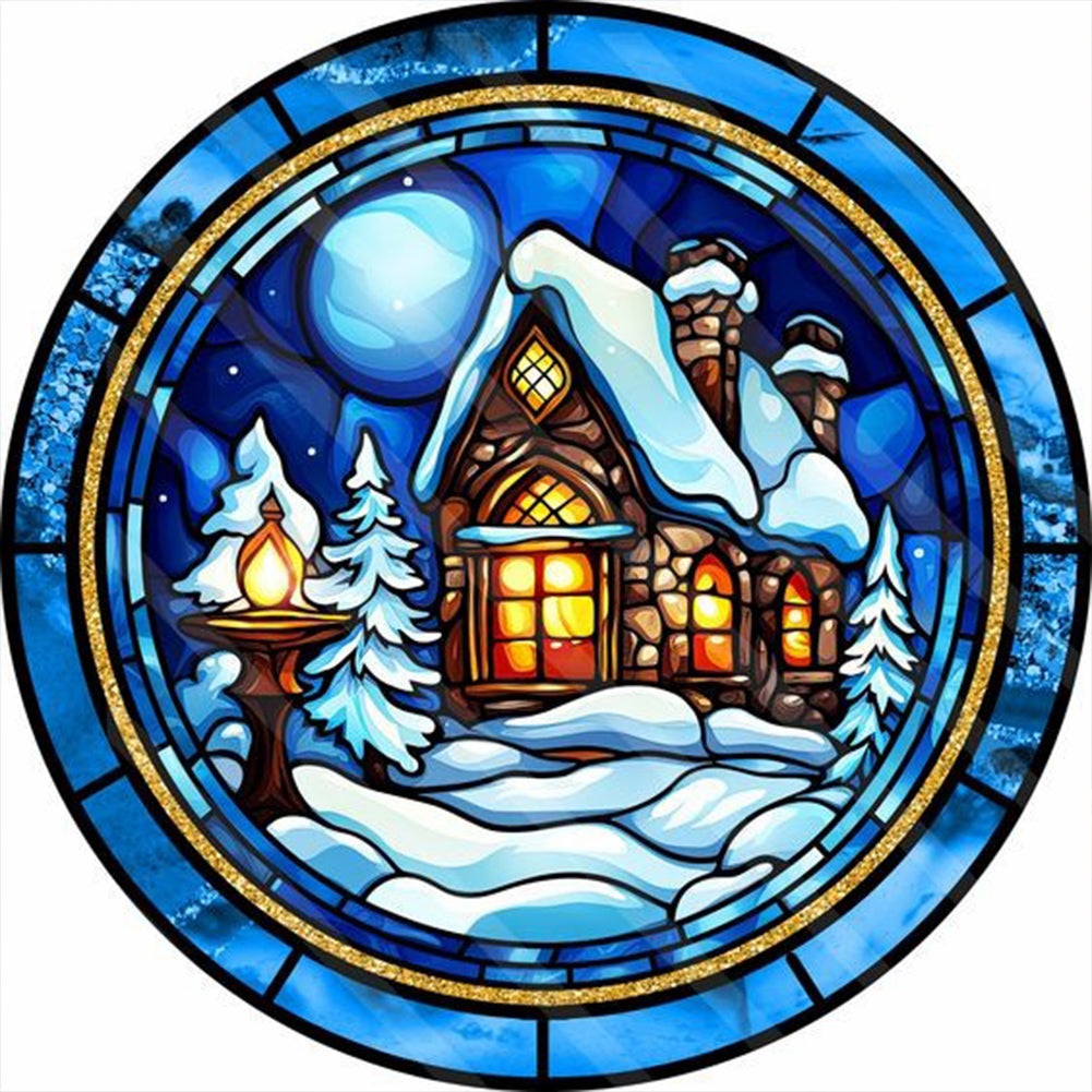 Round Sign Christmas Train-Full Round Diamond Painting-30x30cm