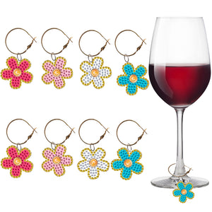 8Pcs/Set Wine Glass Christmas-Diamond Pendant