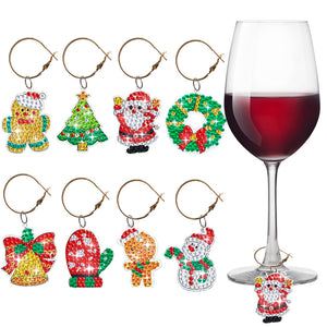 8Pcs/Set Wine Glass Christmas-Diamond Pendant