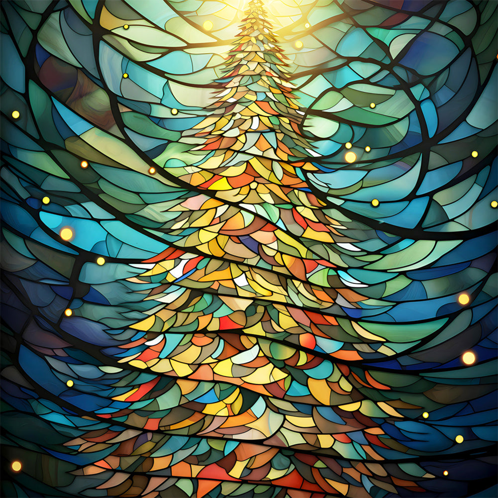 Stained Glass Christmas-Full Round Diamond Painting-30x30cm