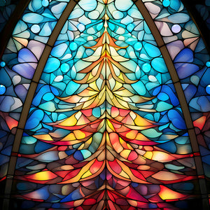 Stained Glass Christmas-Full Round Diamond Painting-30x30cm