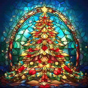 Stained Glass Christmas-Full Round Diamond Painting-30x30cm